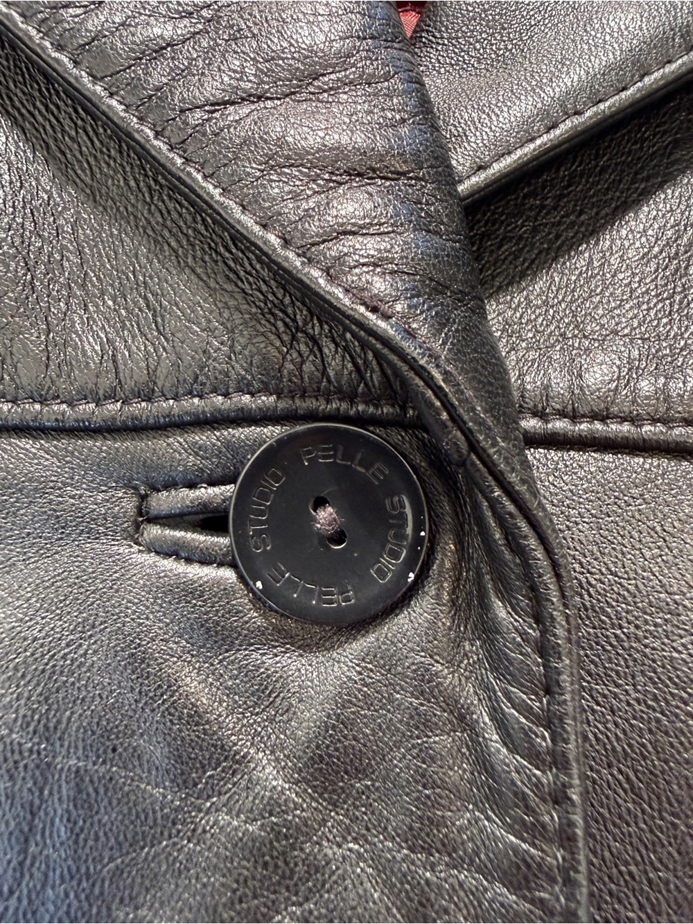 Vintage Wilsons Leather Pelle Studio Black Leather Belted Trench Coat Jacket 2X - Picture 7 of 14